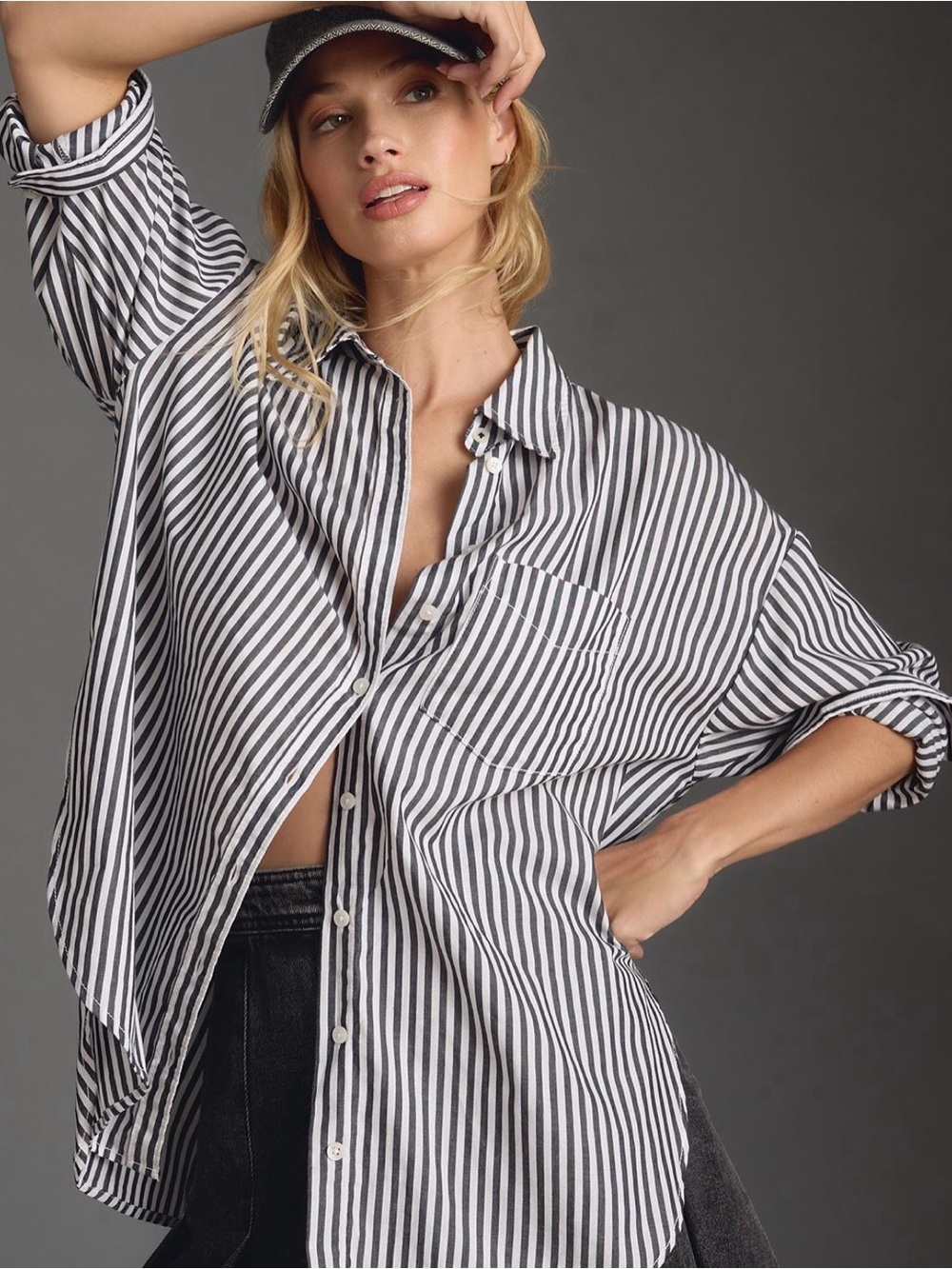 NWT! Anthropologie Black Motif The Bennet Buttondown Shirt by Maeve
